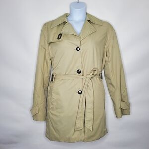 Via Spiga Belted Trench Coat Size XL Button Front Lined Classic Retro Fall